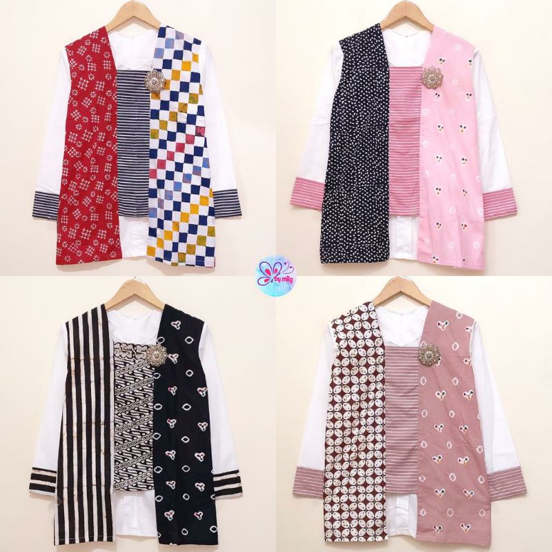KUTUBARU TRIWARNA / BATIK JUMPUTAN KOMBINASI / KUTUBARU BATIK / BLOUSE BATIK MURAH
