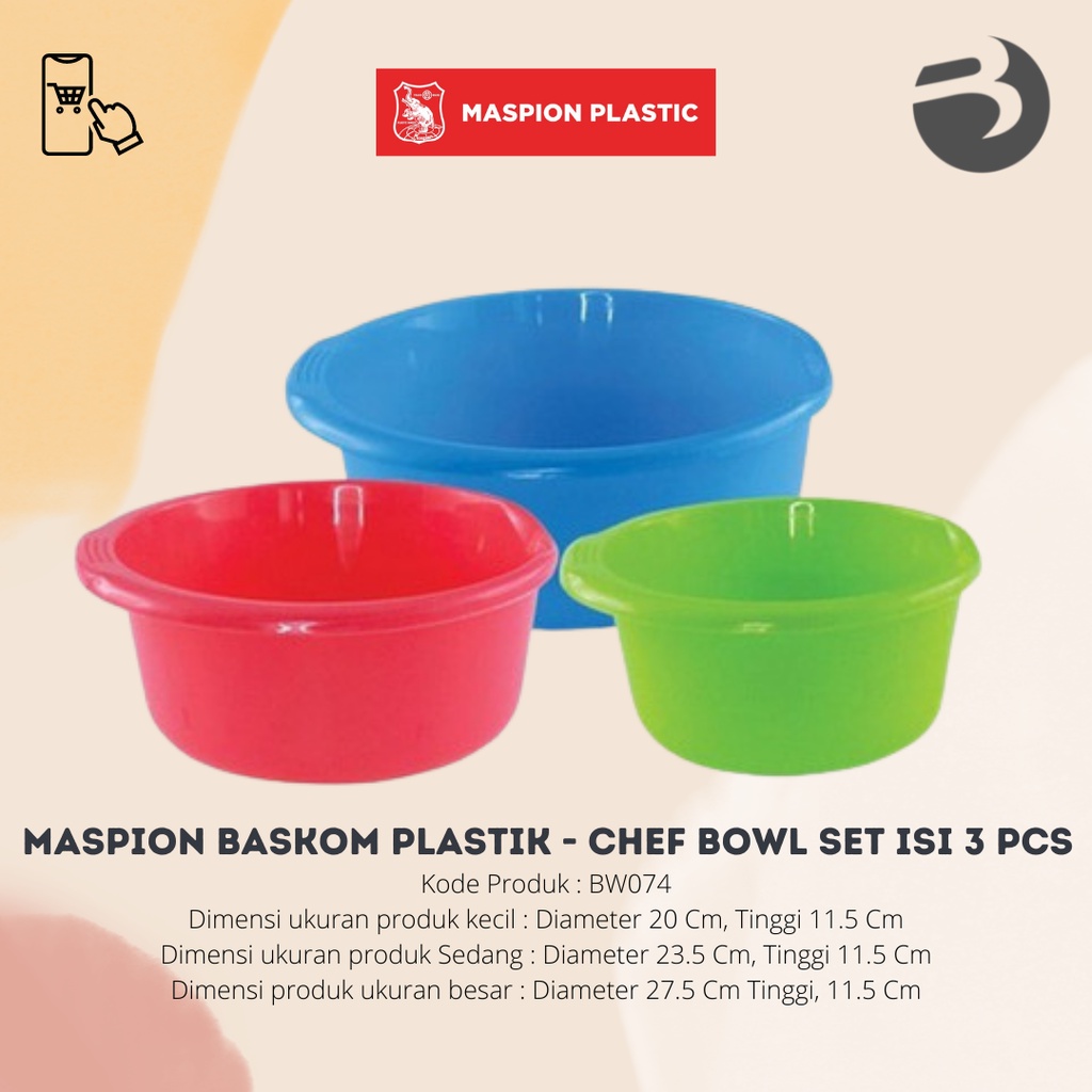 Maspion Baskom Plastik - Chef Bowl Set Isi 3 pcs