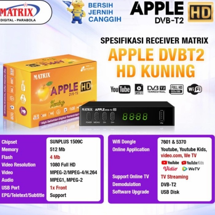 Set Top box Matrix DVB T2 Penerima Siaran Tv Digital HD