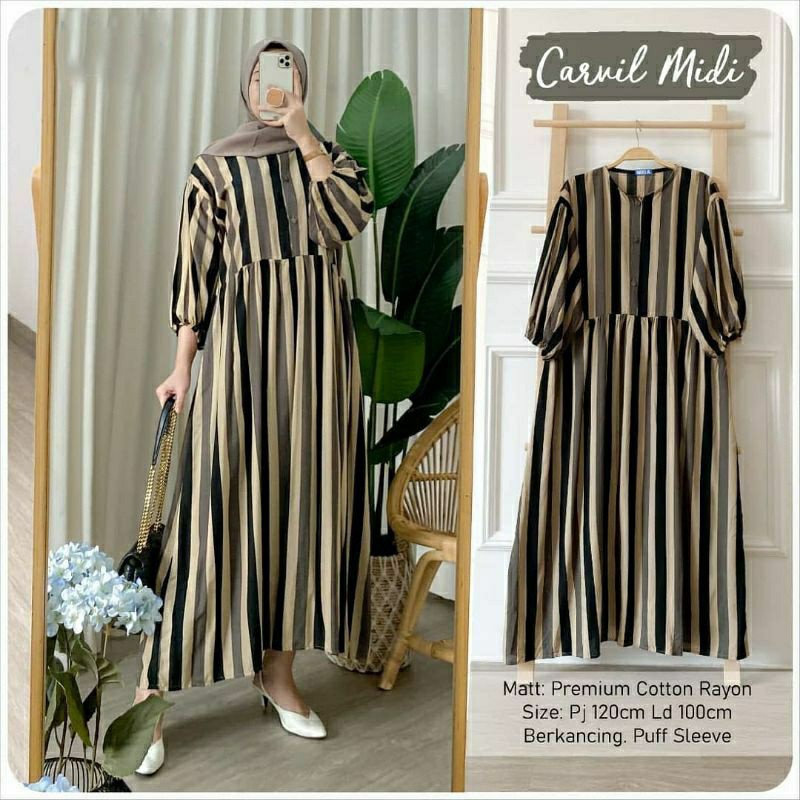 CARNIL MIDI DRESS / MIDI DRESS RAYON PREMIUM / MIDI DRESS MOTIF SALUR / MIDI DRESS JUMBO BUSUI / GAM