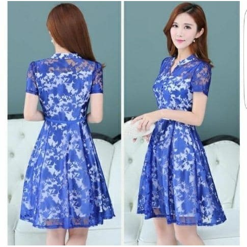 Gaun / dress wanita / cewe GAUN PESTA BRUKAT BIRU ELEKTRIK BAJU KONDANGAN MURAH untuk pesta kerja ha