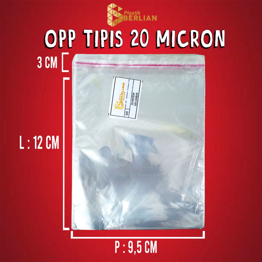 

9,5 x 12 cm Plastik OPP TIPIS (100 lbr) (lem/seal)