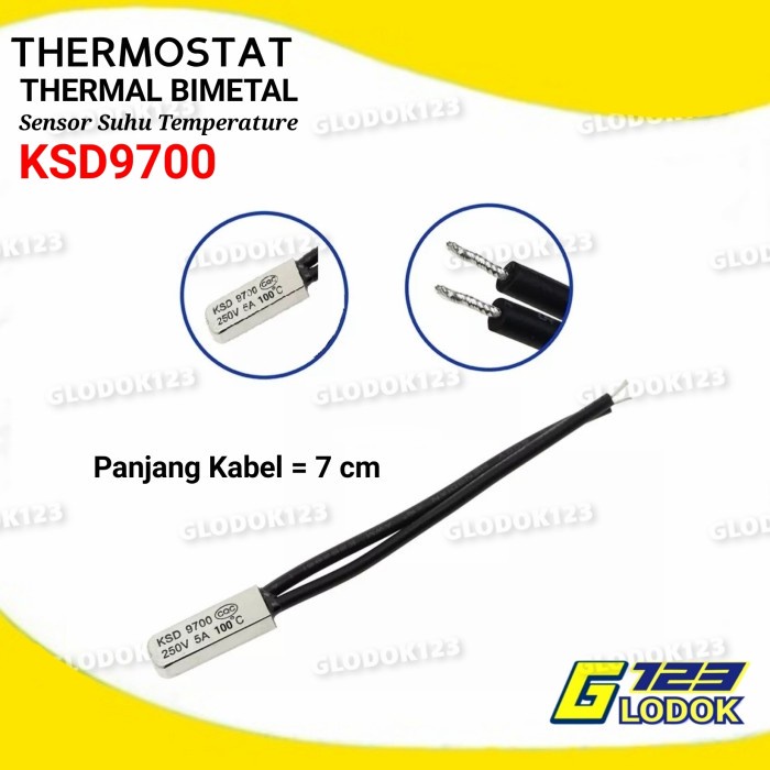 Thermostat Thermal KSD9700 Bimetal 250V 5A Sensor Suhu Temperatur AC