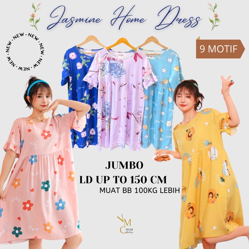 Daster Kerut Kekinian Jumbo Wanita Oversize Import LD 140-150 - Dress Rumahan Santai Terbaru Kekinia