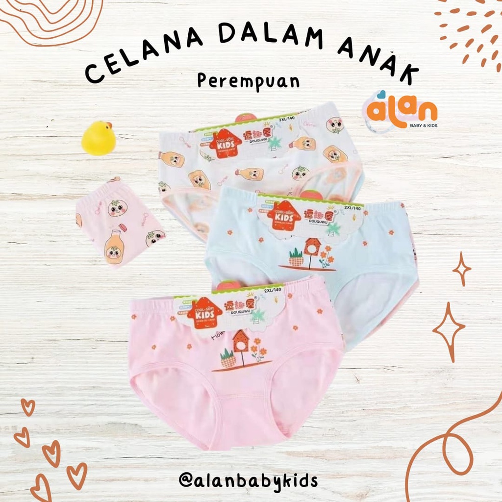 Douquwu Celana Dalam Anak Perempuan Motif Mix isi 4 (DQ-CDM/4)