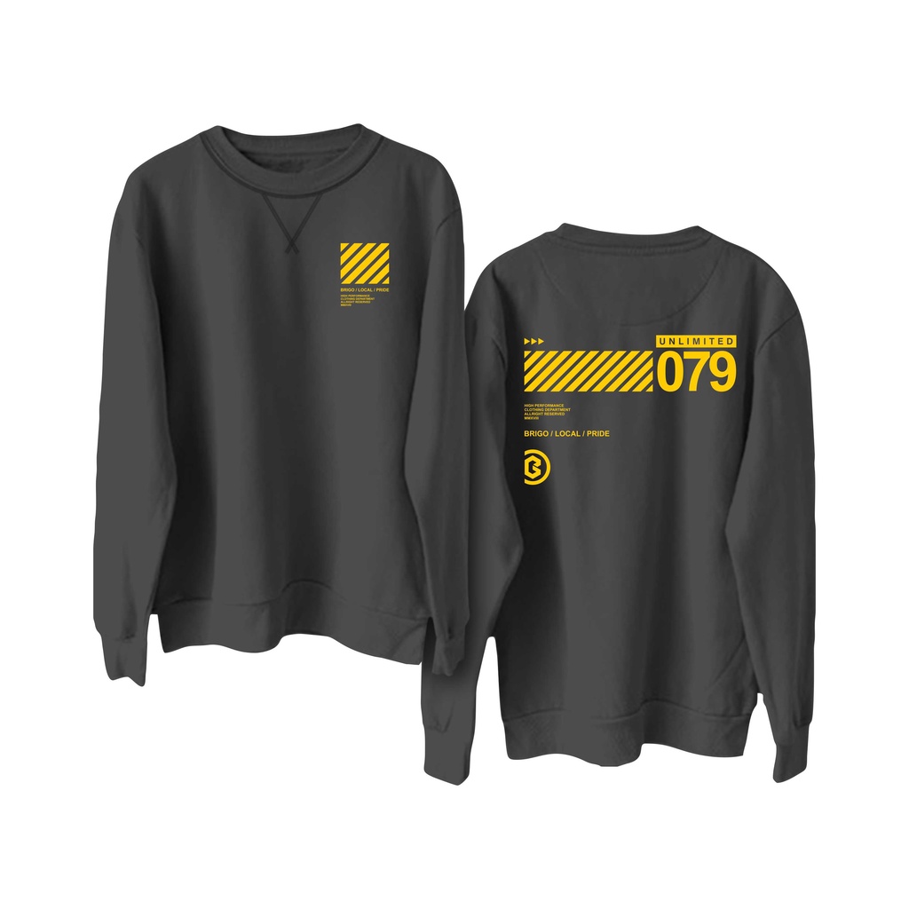 BRIGO Basic Sweatshirt  Unlimited II Sweater Crewneck BRIGO Unlimited  Sablon DTF Fleece Cotton II SIZE M-XXL (Pria &amp; Wanita) Free stiker&amp;Gantungan Kunci