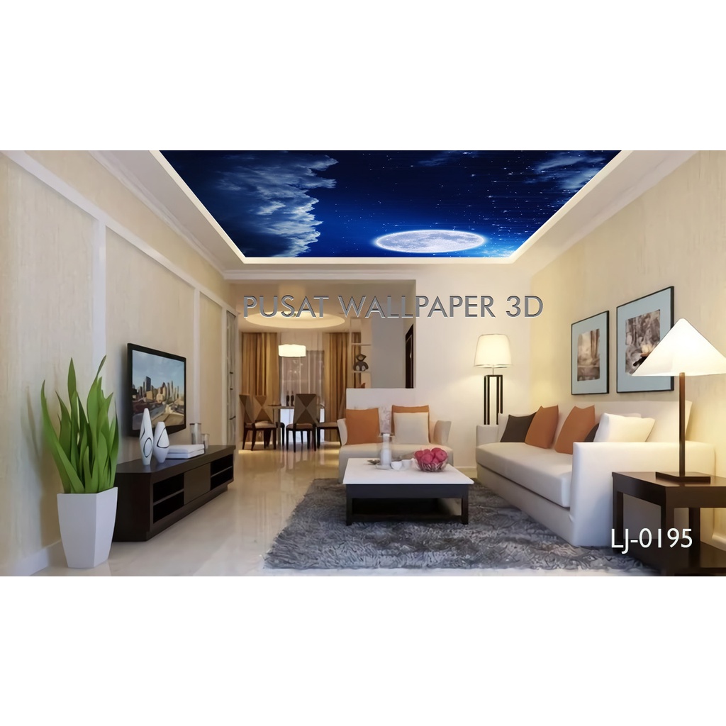 Cetak Wallpaper Plafon 3d Motif Planet Ruang Angkasa