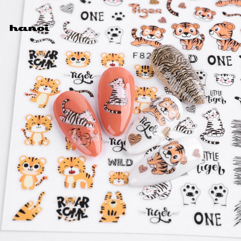 Han_stiker Kuku Motif Hewan Harimau Untuk Nail Art