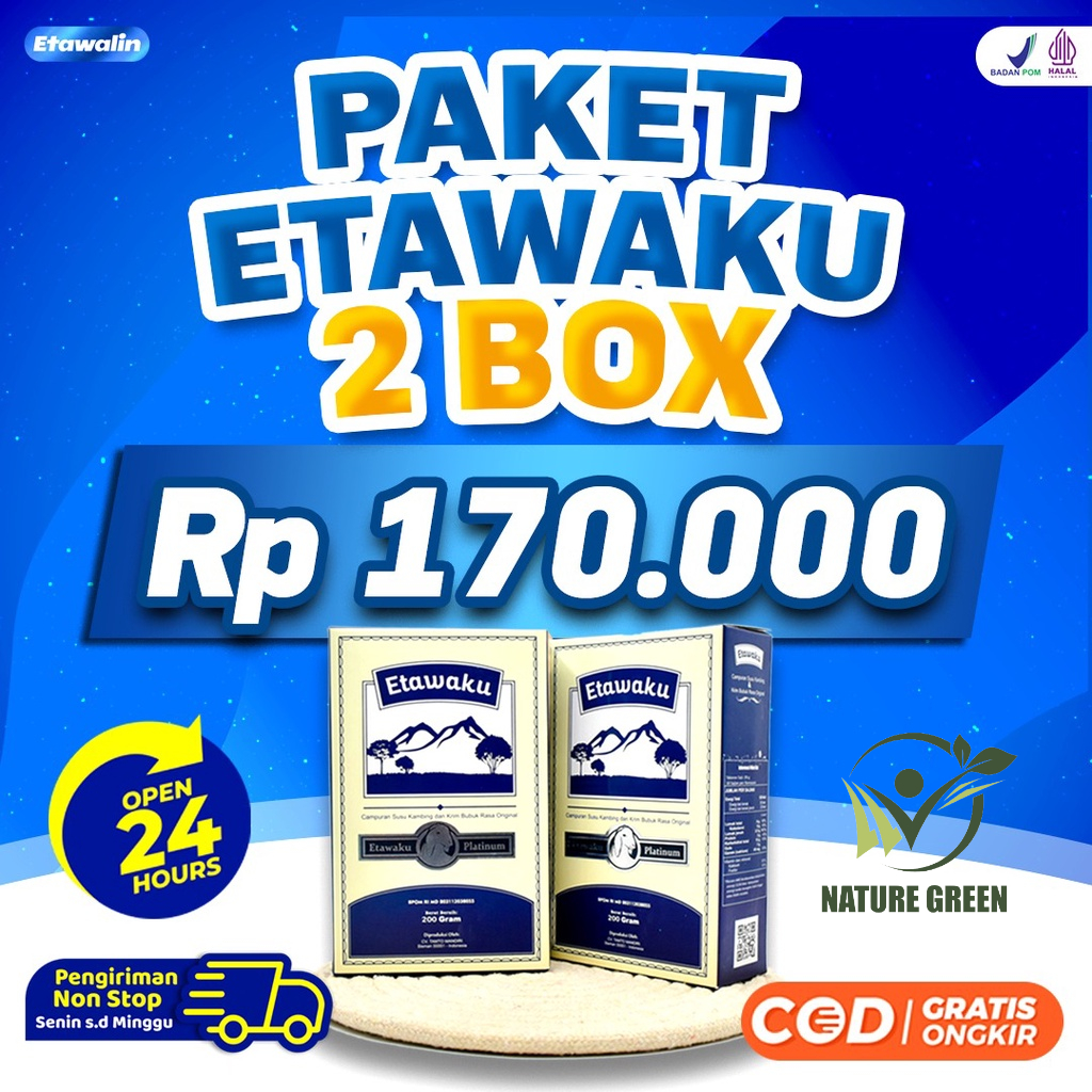 Paket 2 Box Etawaku Platinum - Susu Kambing Bubuk Provit Etawa Tingkatkan Daya Tahan &amp; Imunitas Tubuh Jaga Kesehatan &amp; Kepadatan Tulang Isi 200gr