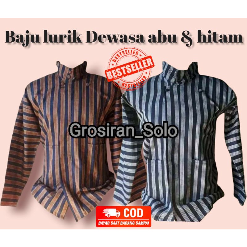 kebaya wanita Baju lurik pria HITAM & ABU | Baju jawa | baju adat jawa | baju lurik