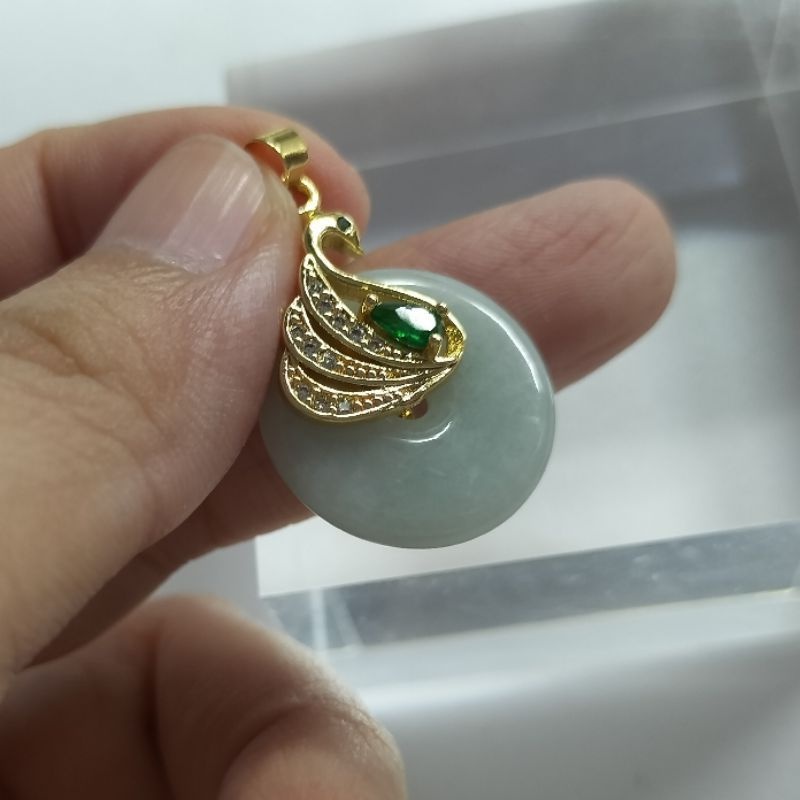 Liontin Giok Donat 100% Jadeite Natural Asli