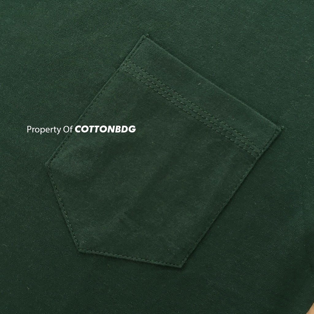 KAOS POLOS SAKU PRIA POCKET TANGAN PENDEK WARNA HIJAU BOTOL GREEN FOREST UKURAN S-XL BAHAN COTTON COMBED 30S ORGINAL