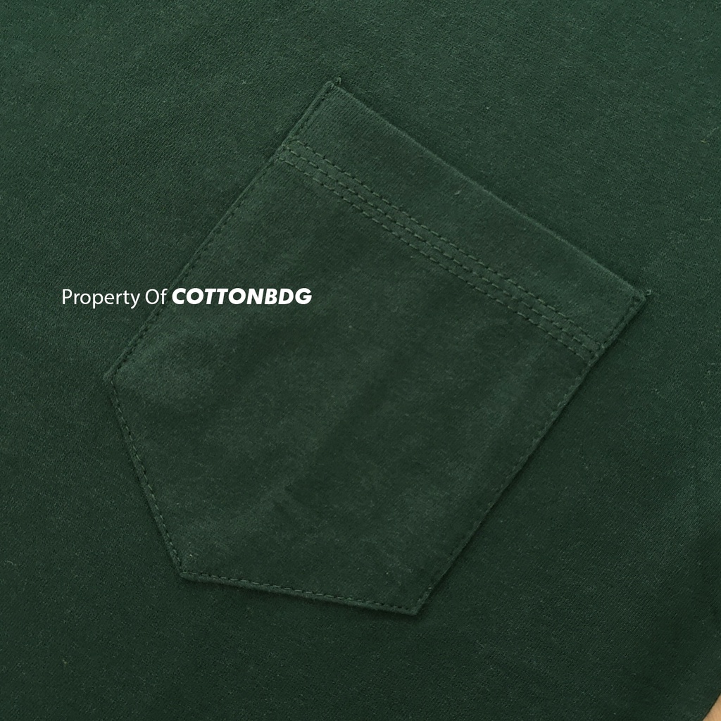 KAOS POLOS SAKU PRIA POCKET TANGAN PENDEK WARNA HIJAU BOTOL GREEN FOREST UKURAN S-XL BAHAN COTTON COMBED 30S ORGINAL