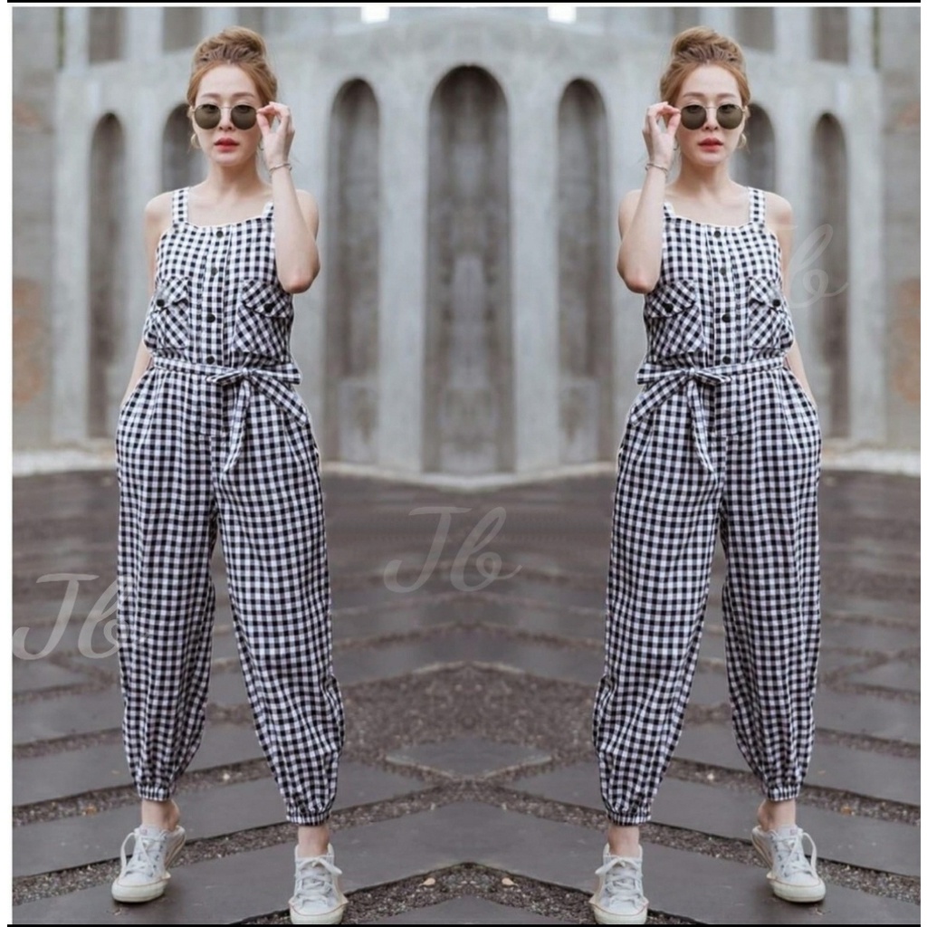 FWG - JS ASHLEY / JUMPSUIT KOTAK WANITA / JUMPSUIT WANITA KOTAK TERBARU / JUMPSUIT WANITA KOREA KOTAK / JUMPSUIT SQUARE WANITA KEKINIAN