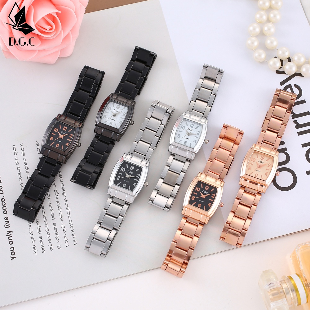 DGC JAM TANGAN WANITA MENONTON TALI STAINLESS STEEL RANTAI WANITA CRYSTAL KRISTAL PREMIUM WOMEN WATCH COUPLE C86