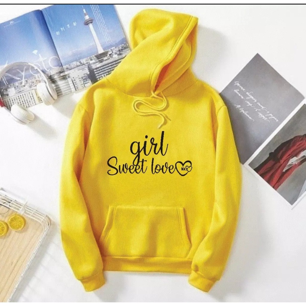 JUMPER HOODIE WANITA GIRL SWEET LOVE TEBAL TERBARU,