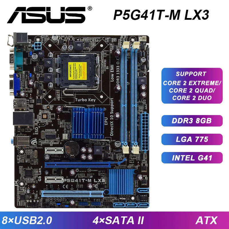 PREORDER ASUS P5G41T-M LX3 Motherboard LGA 775 DDR3 Motherboard 8GB Dual Channel SATA II USB2.0 Inte