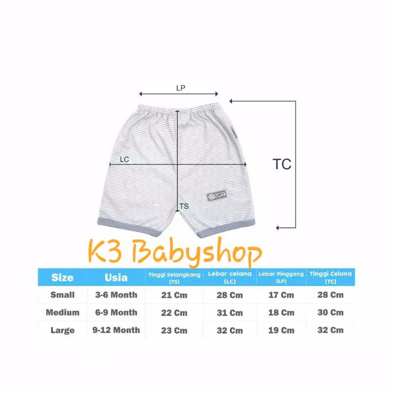 Celana Pendek Bis Rib Fluffy seri abu grey white putih celana bayi anak SNI