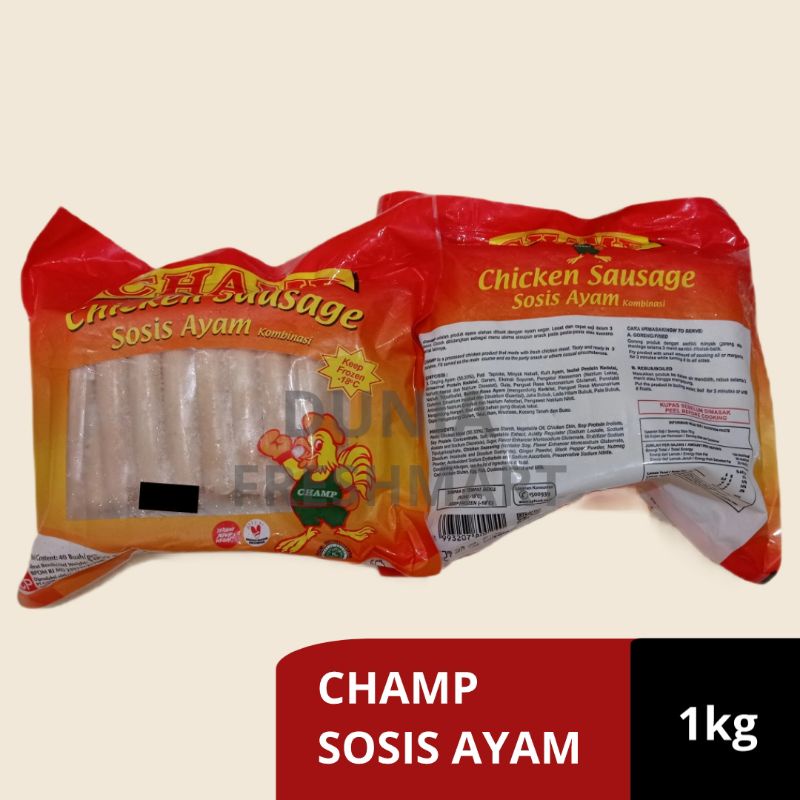 

CHAMP SOSIS AYAM ISI 40PC/1KG CHICKEN SAUSAGE CHEMP SOSIS AYAM FROZEN