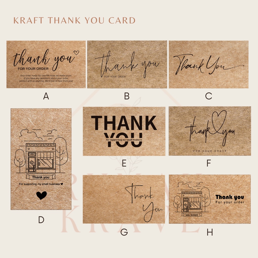 

RUMAH KRAVE - Kraft Thank You Card Kartu Thankyou