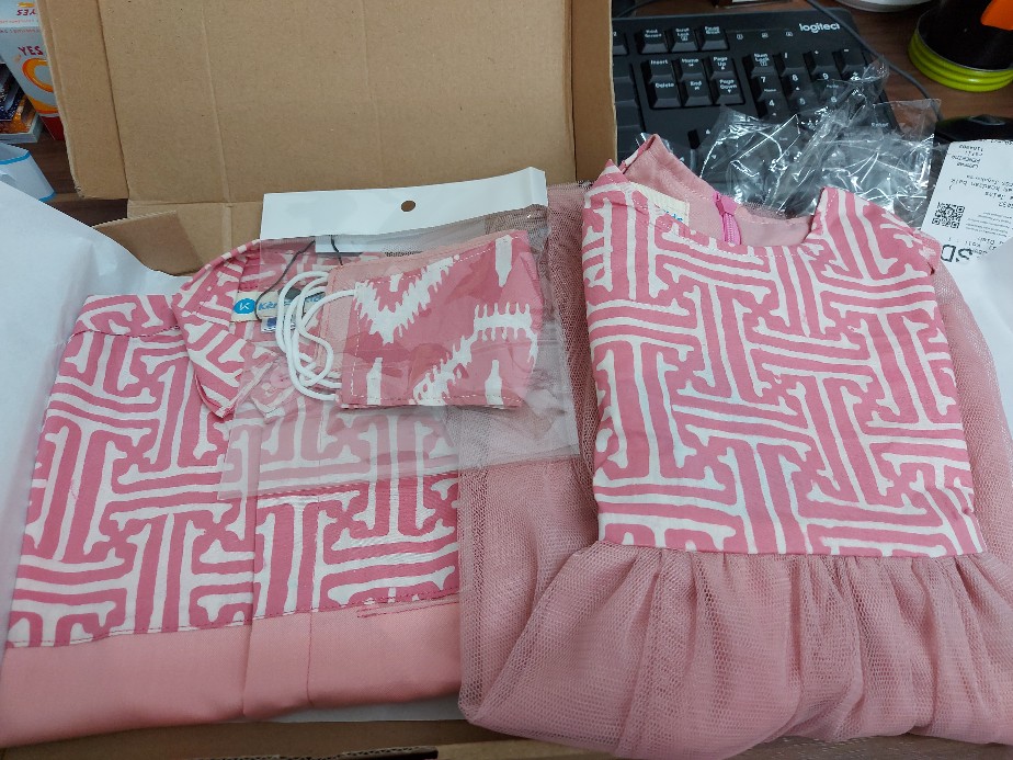 Dress Tutu Anak Perempuan | Kemeja Batik Anak | Baju Anak Couple Bonus Masker Keneshkids Ankin Pink