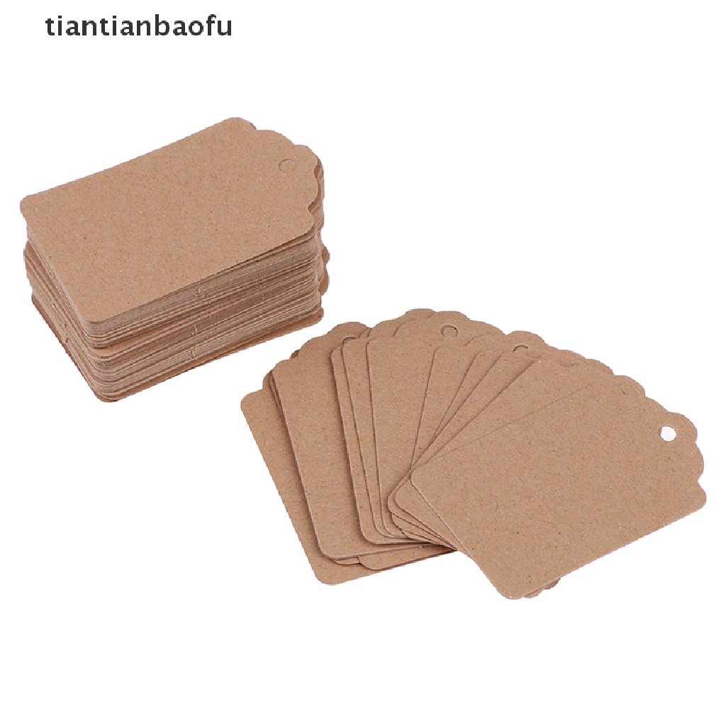 [tiantianbaofu] 100Pcs Blank Kraft Jewelry Price Label String Price Tags With String 20m Boutique