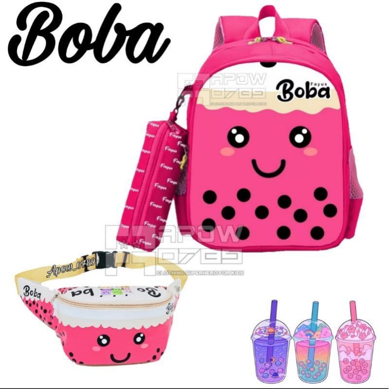 Tas Ransel Anak Perempuan 2IN1/ Tas BOBA Anak Sekolah TK-SD + Gratis Waistbag