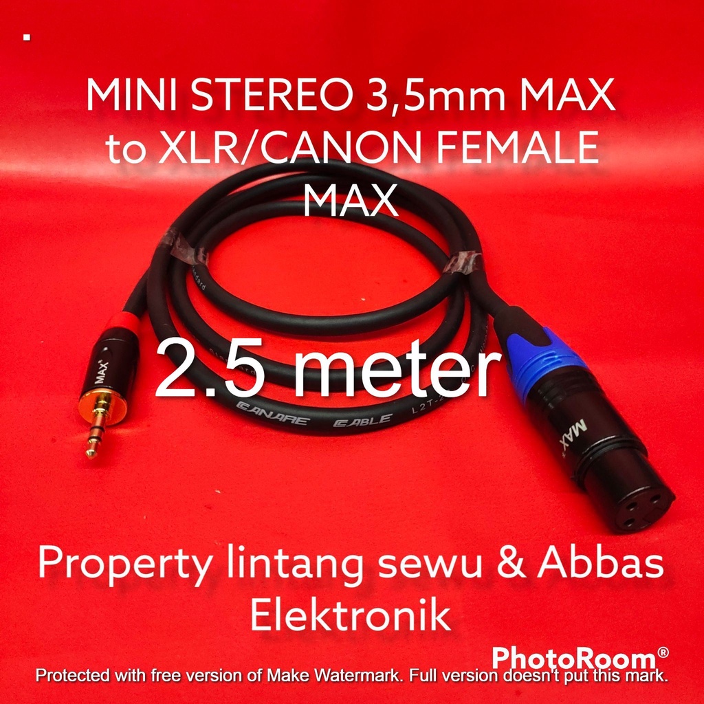 KABEL JEK MINI STEREO MAX TO XLR CANON FEMALE MAX 2.5 METER