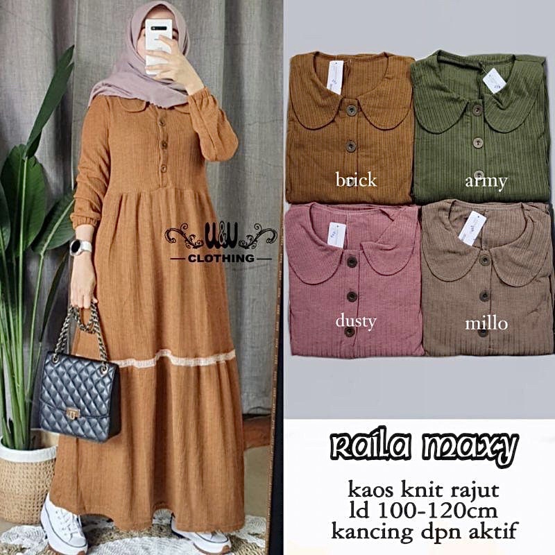 Raila Maxy - Gamis Knit Rajut Busui LD100+ / 371-6944