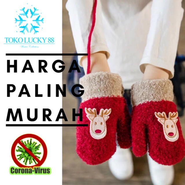 IMPORT Glove Leaf Fluffy Sarung Tangan Anak Rajut Wool Winter Glove Leaf Fluffy