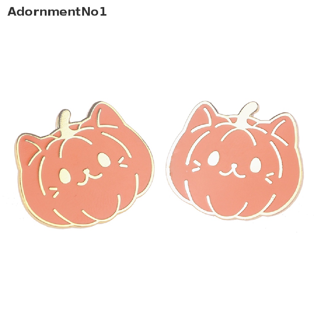 (AdornmentNo1) 1pc Pin / Bros Enamel Bentuk Kartun Kucing / Labu / Tanaman Untuk Aksesoris Pakaian