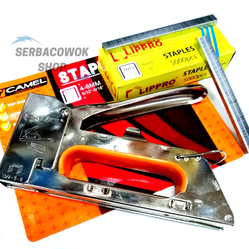 Paket Isi Gun Tacker Stapler Lippro 6 MM Dan Mesin Staples Jok Tembak Hekter Camel 4 - 8 MM Termurah