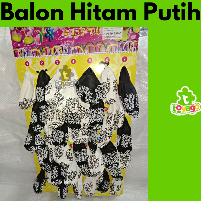 Balon Motif Hitam Batik/Hitam Mawar Isi 40 Pcs Grosir Murah