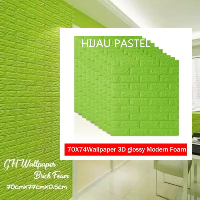 Wallpaper Dinding Wallpaper Foam Motif Bata Matte Dan Glossy 3D Ukuran 70X77 Cm - WORLDHOME