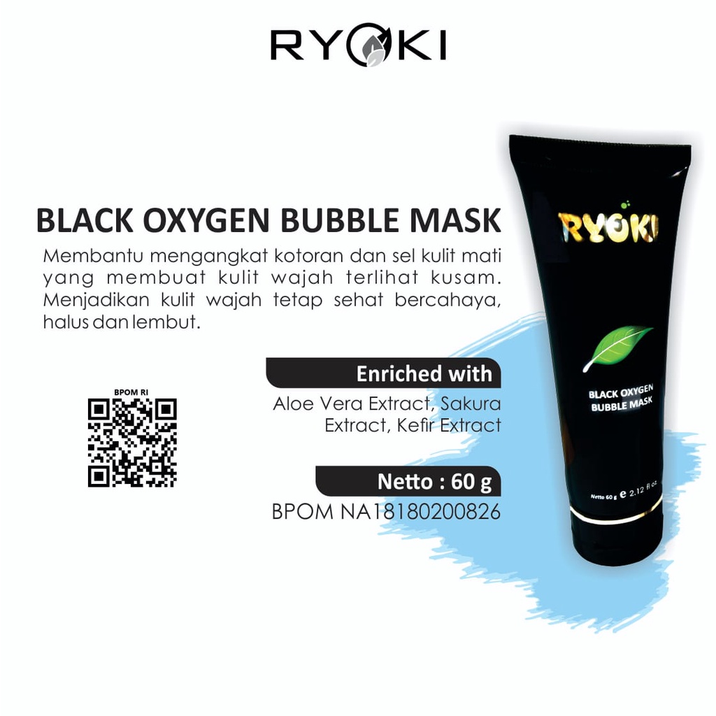 Ryoki Black Oxygen Bubble Mask Original Murah 60gr