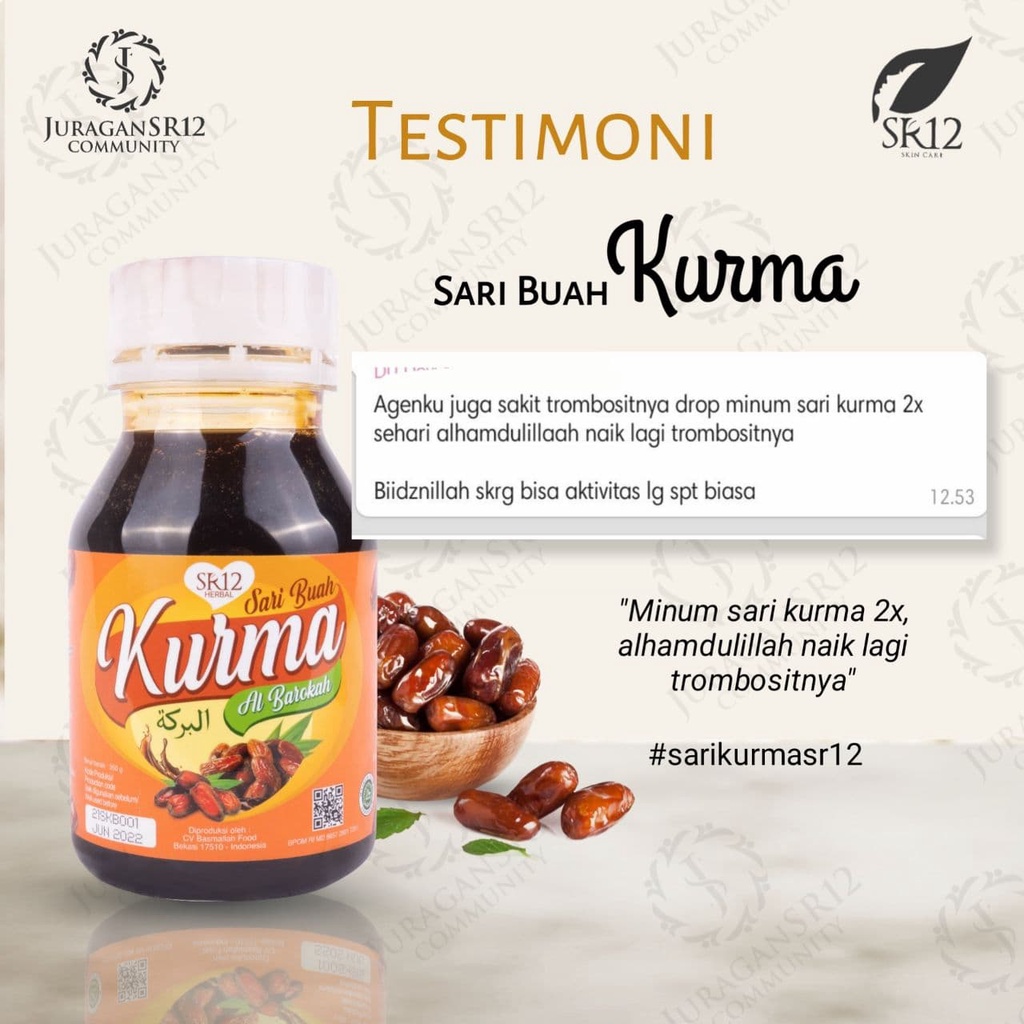 Sari Kurma SR12 SR 12 Asli Penambah Stamina Pria Laki Laki Dewasa Obat Herbal Anemia Hipertensi Darah Tinggi Pelancar Pencernaan Anti Inflamasi Antioksidan