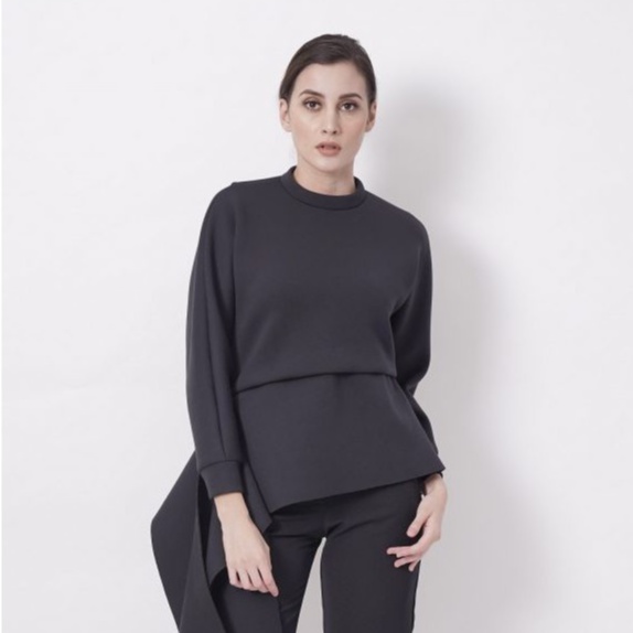 Cora Top - Sweater Wanita Bahan Neoprene Tebal
