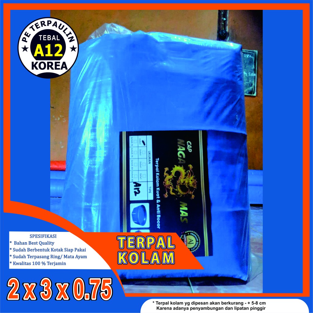 Terpal Kolam Ikan KotakType A12 Ukuran 2x3x75