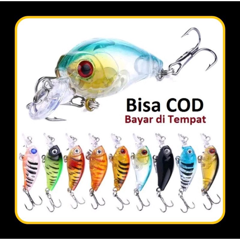 minow mini crainkbait, umpan casting minow 3D lure pancing 4.5cm/4g