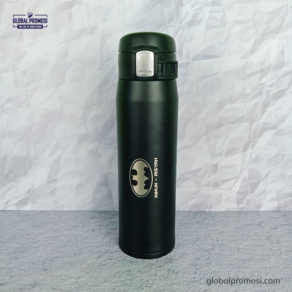 Tumbler Termos Push Lock Samping Custom Laser Grafir Souvenir/Promosi Nama Logo Karakter