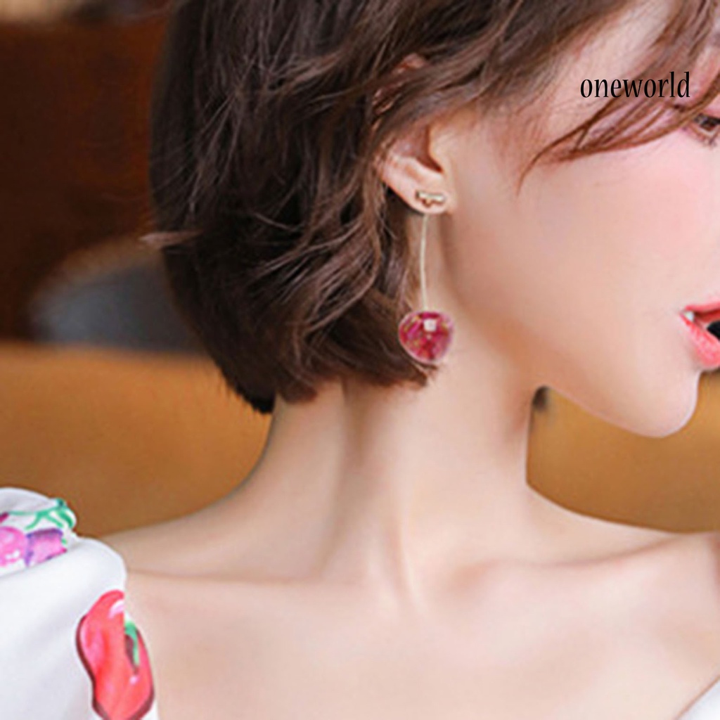 OW# Women Earrings Fruit Dangle Delicate Jewelry Cherry Drop Stud Earrings Jewelry for Party