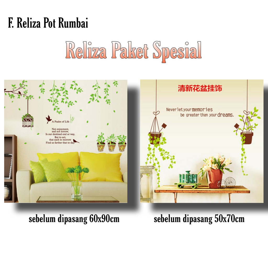 Reliza Wall Sticker Promo Paket Ramadhan Rumbai Renda Pot Gantung Garden Stiker Dinding PR6