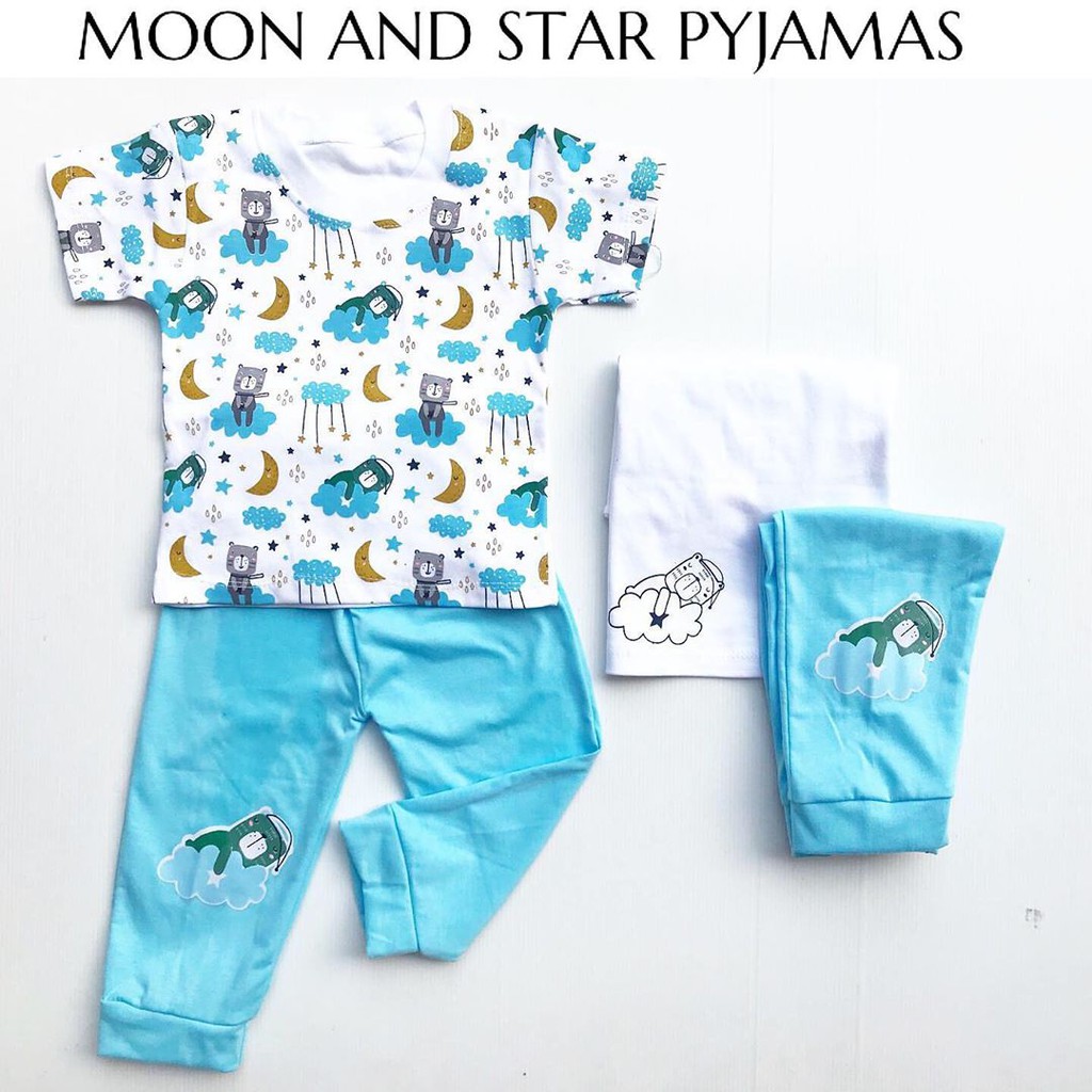 MOON AND STAR PYJAMAS BABY TOYS PYJAMAS baju anak piyama MOON AND STAR PYJAMAS BABY TOYS PYJAMAS baju anak piyama