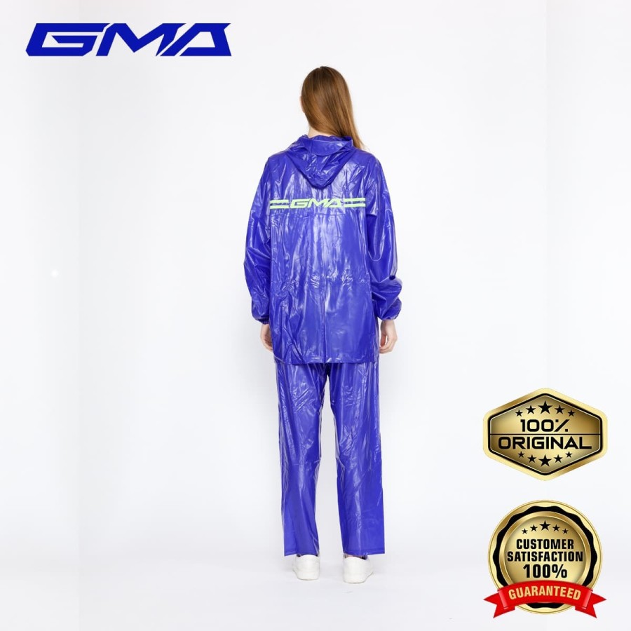 Jas Hujan GMA 2 Setelan Jaket Celana/Mantel Mantol Raincoat Karet Rubber Stelan Baju Celana