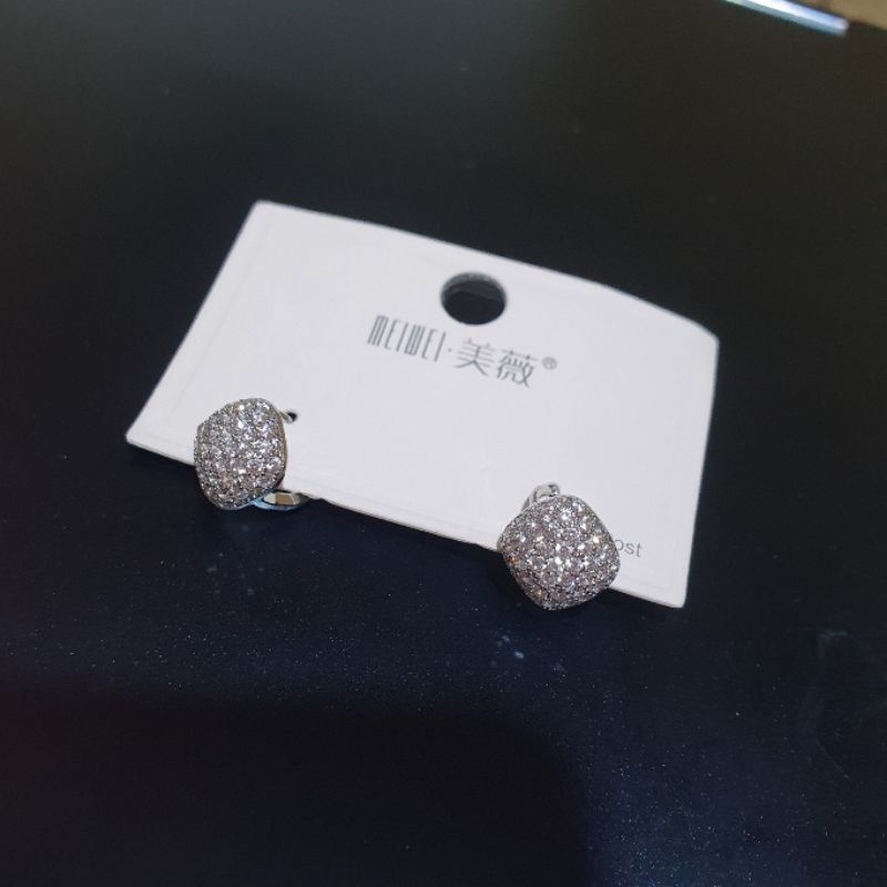 Anting Silver925 perak Mata halus kilau anti karat anti alergi Anting Zircone premium Quality Anti Karat anti alergi anting premium  AN-22