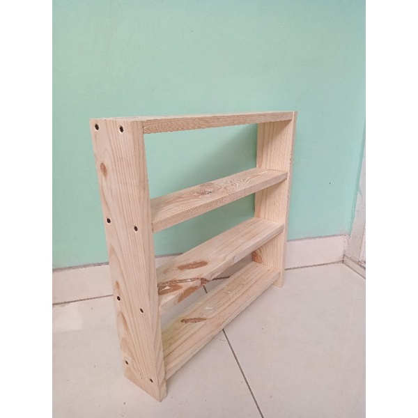 Rak Kayu Serbaguna Tempat Bumbu Susun Botol Rak Toples Mini Bahan Plywood Kombinasi PVC Sheet RAK KAYU MINIMALIS