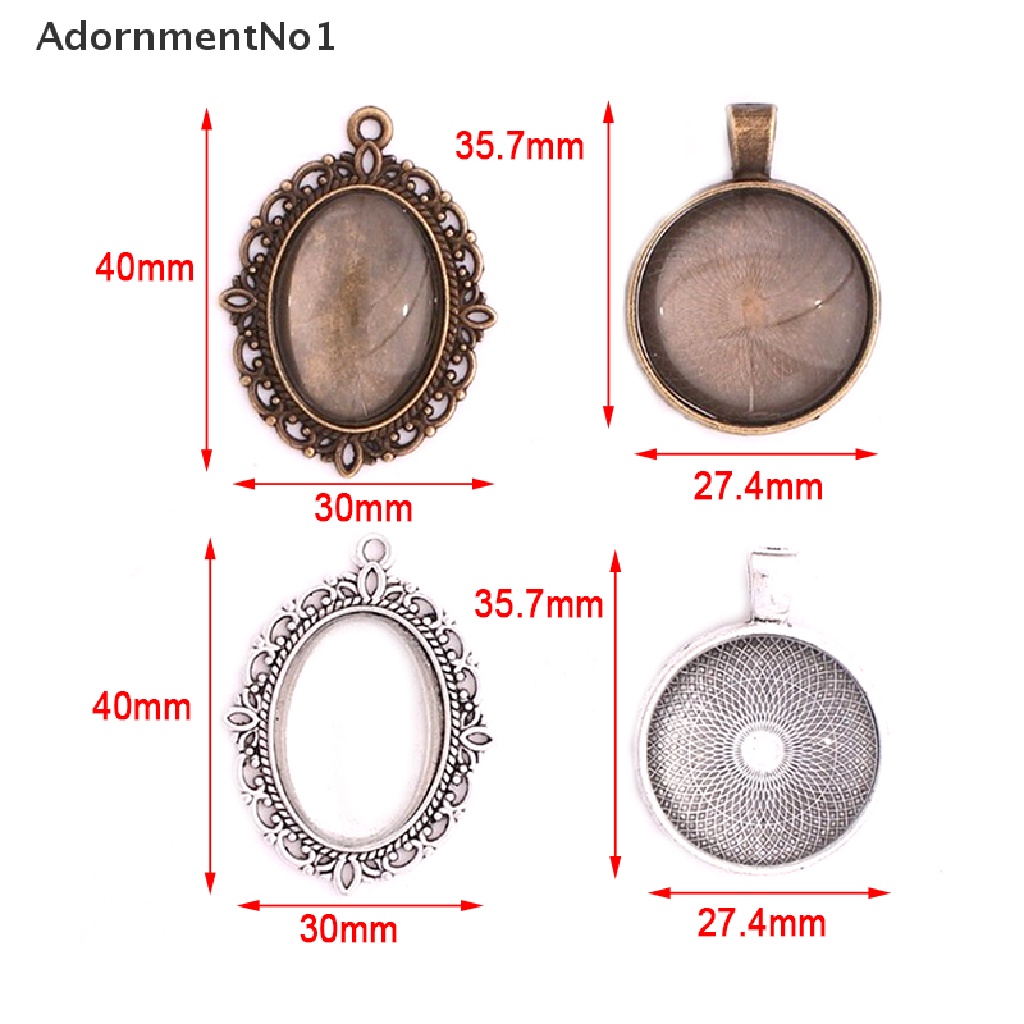 (AdornmentNo1) 64pcs / set Liontin Kaca Cabochon Bulat / Oval Untuk Membuat Perhiasan DIY