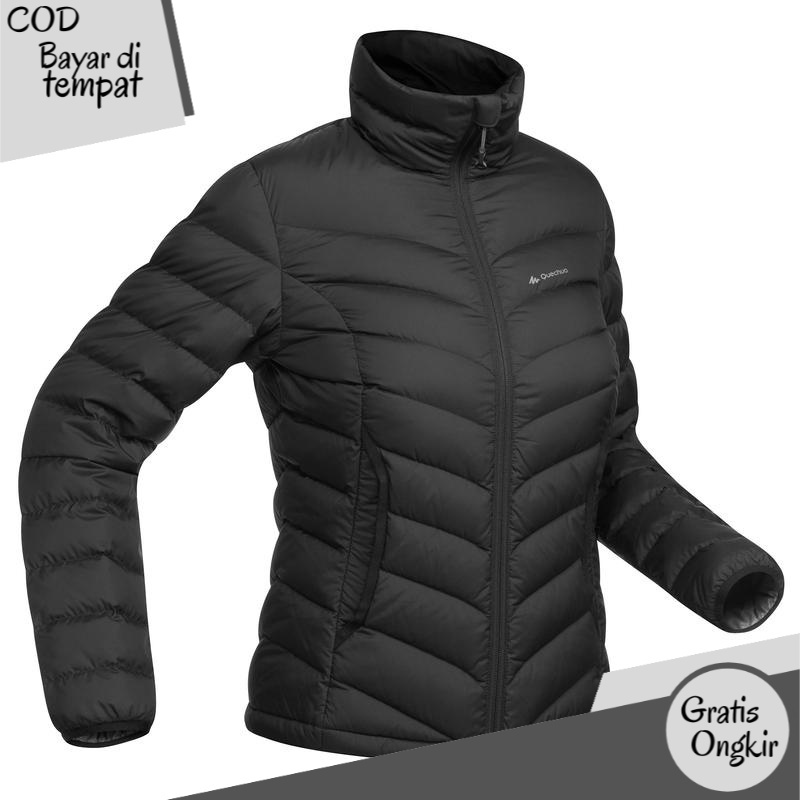 Decathlon Quechua Jaket Mendaki Trekking Camping Wanita 500 Black (Bulu Angsa/Duck Down) - 8504305 T