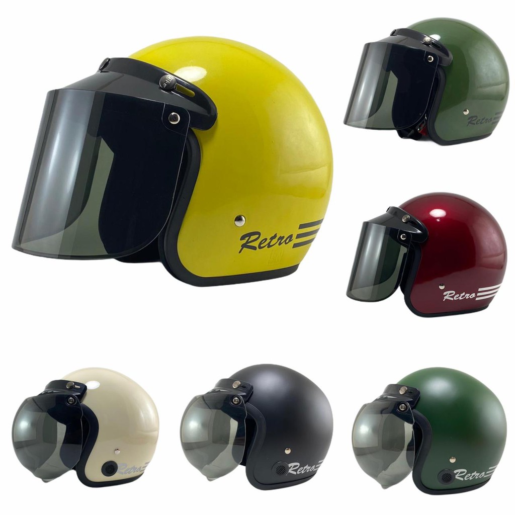 Helm Bogo Retro Dewasa Wanita Cowok Cewek Polos Klasik Sni Motor Murah Terlaris