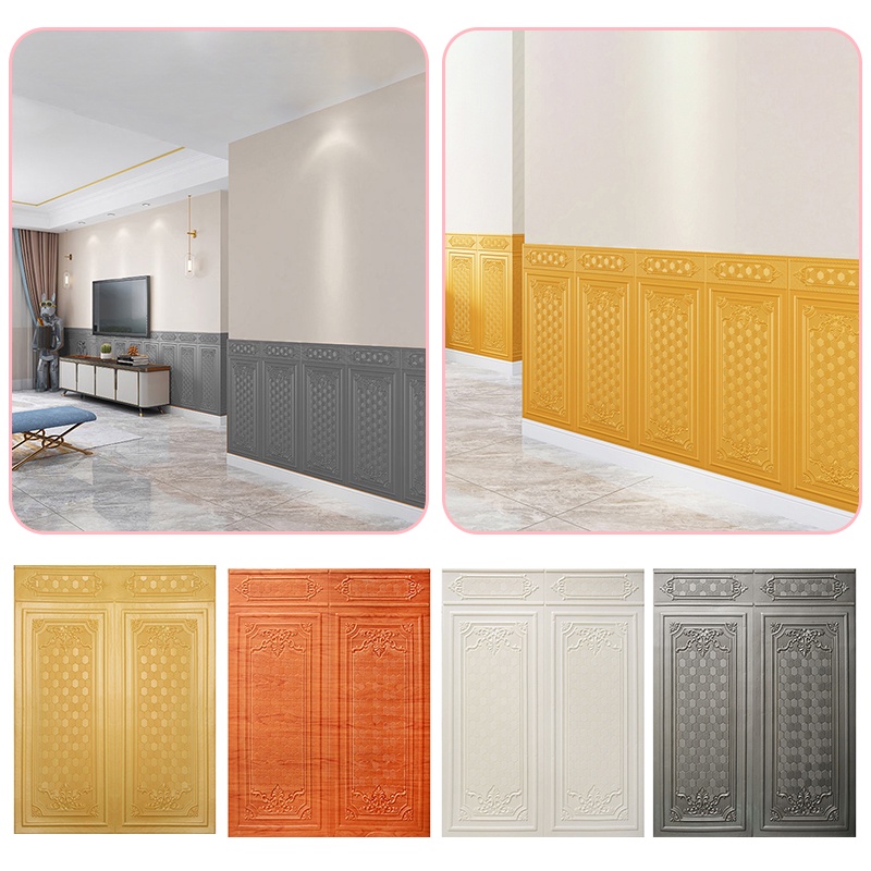  Paket 10 Lembar Wallpaper Foam 3D Motif 70 x 90 CM Wallfoam Dinding Motif Pintu Jati Stiker Panel Dinding-4